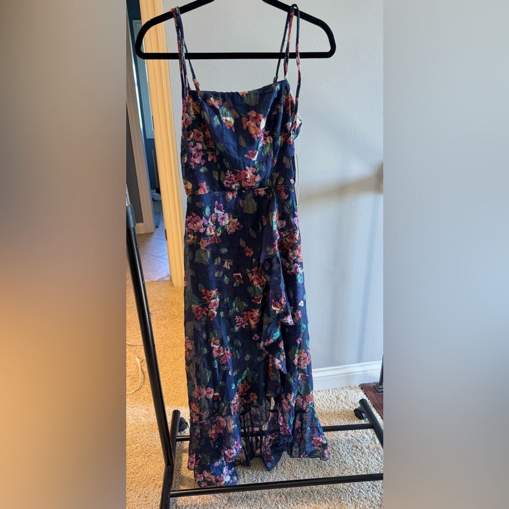Emerald Sundae Blue and Purple Spaghetti Strap Maxi Dress